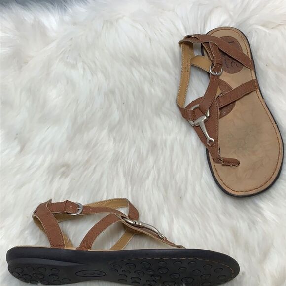 Born Brown Leather Slingback Thong Size 7 - Picture 1 of 6